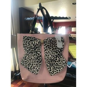 Blush Pink Betsey Johnson Animal Print Bow Tote